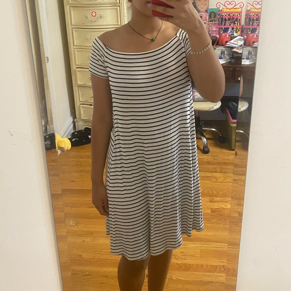 Striped off the shoulder dress